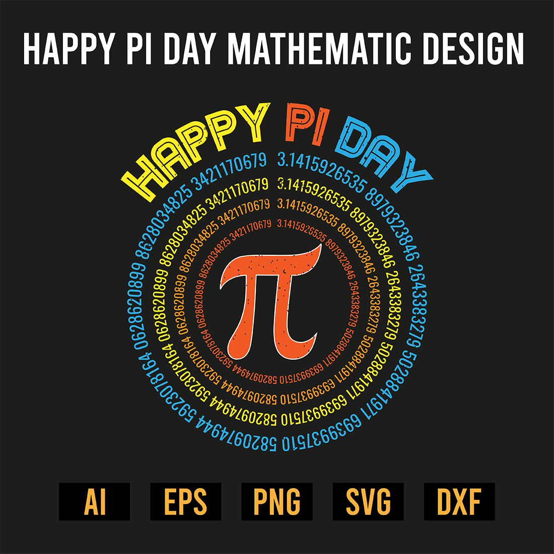 Happy Pi Day Mathematic T-Shirt Design preview image.