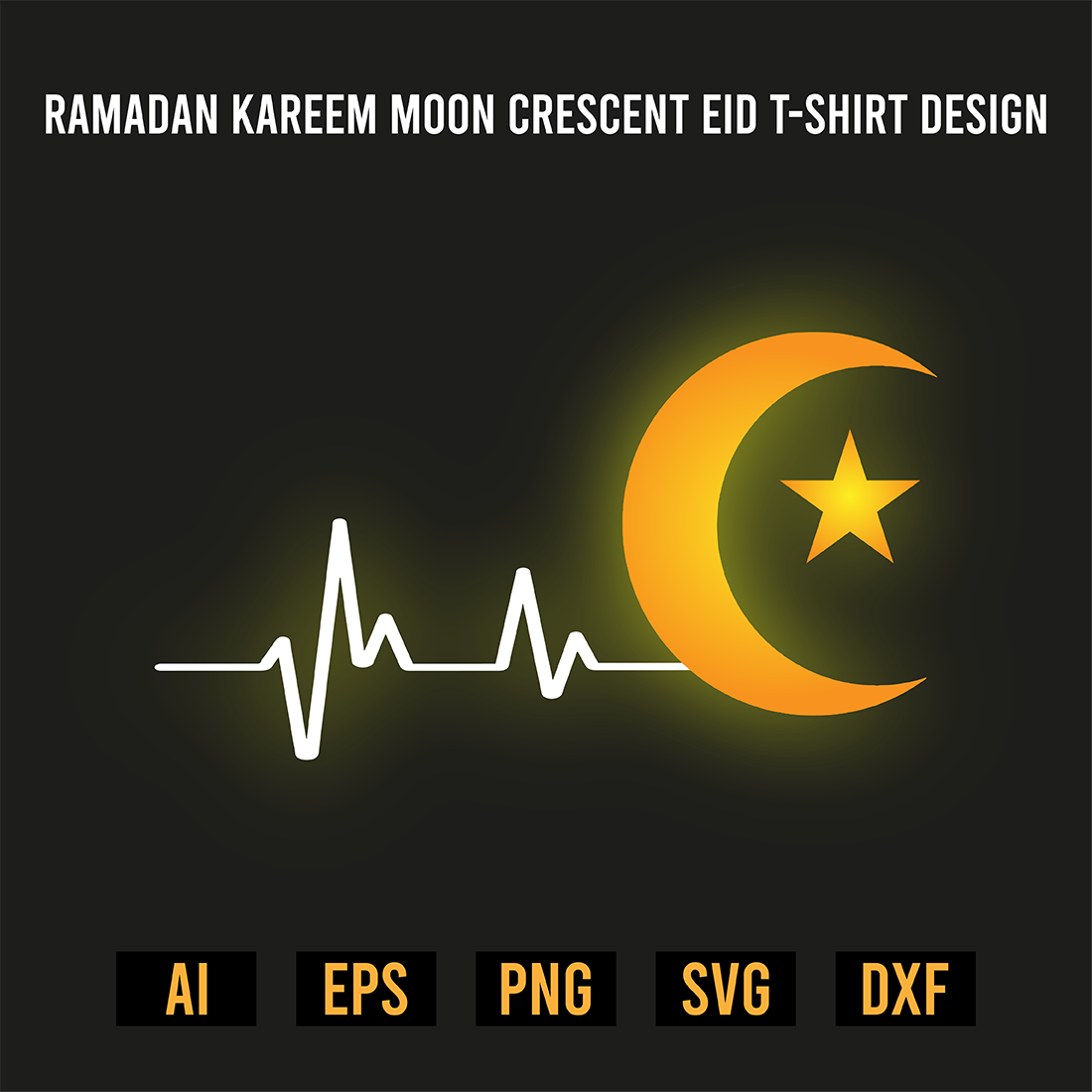 Ramadan Kareem Moon Crescent Eid T-shirt Design preview image.