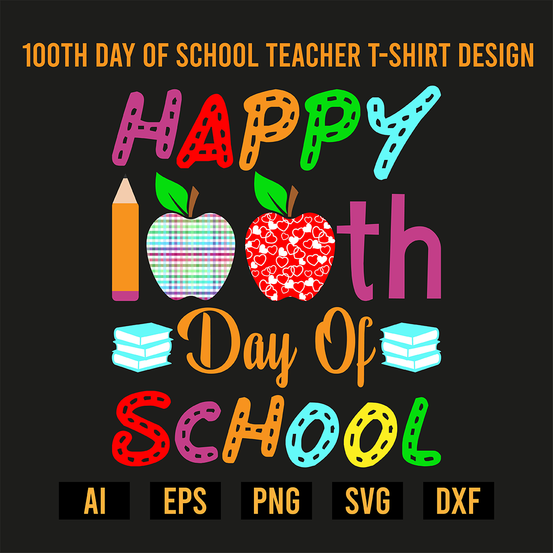 100th Day Of School Teacher T-Shirt Design preview image.