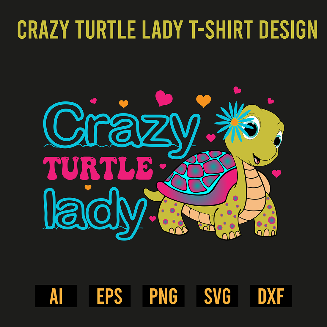 Crazy Turtle Lady T-Shirt Design preview image.