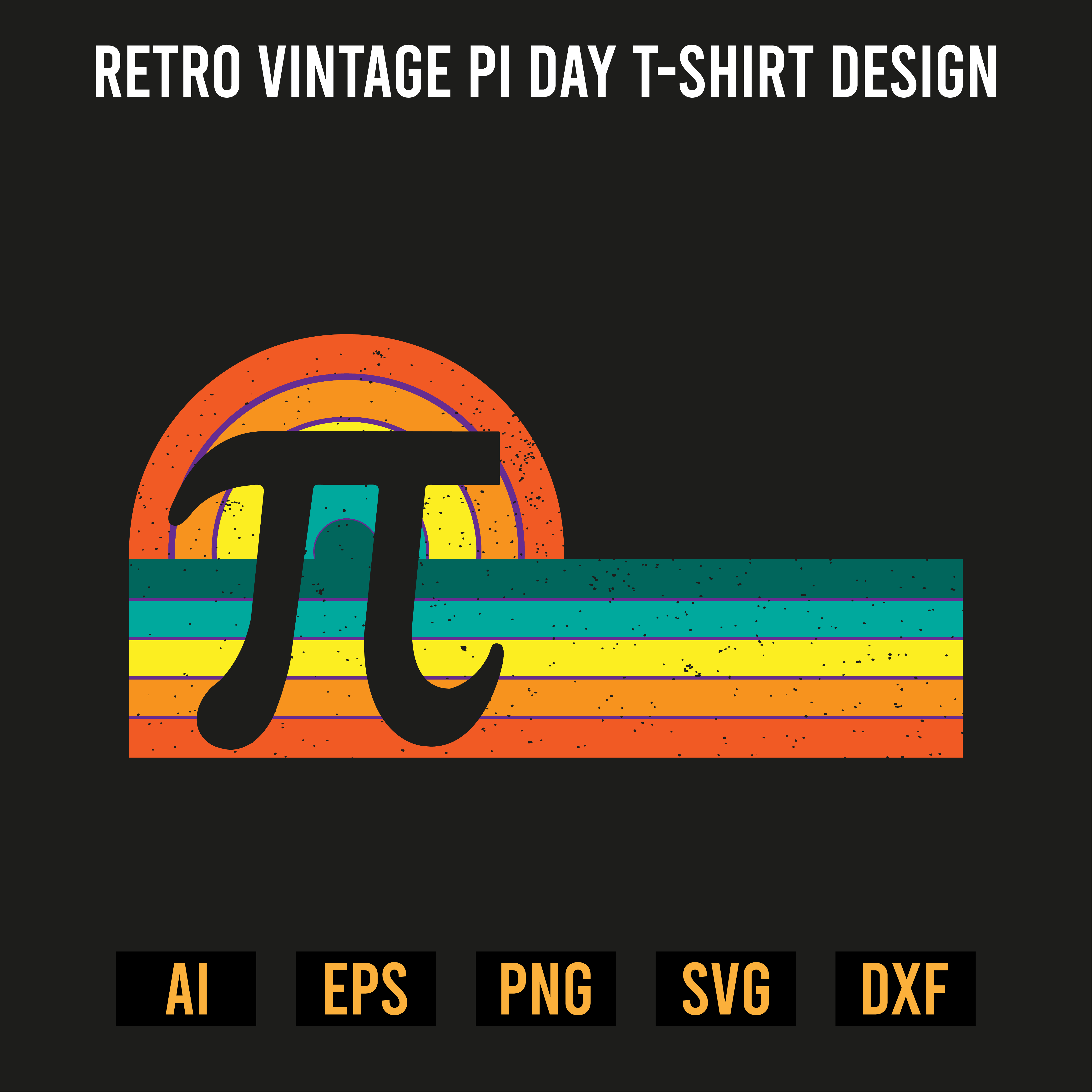 Retro Vintage Pi Day T-Shirt Design preview image.