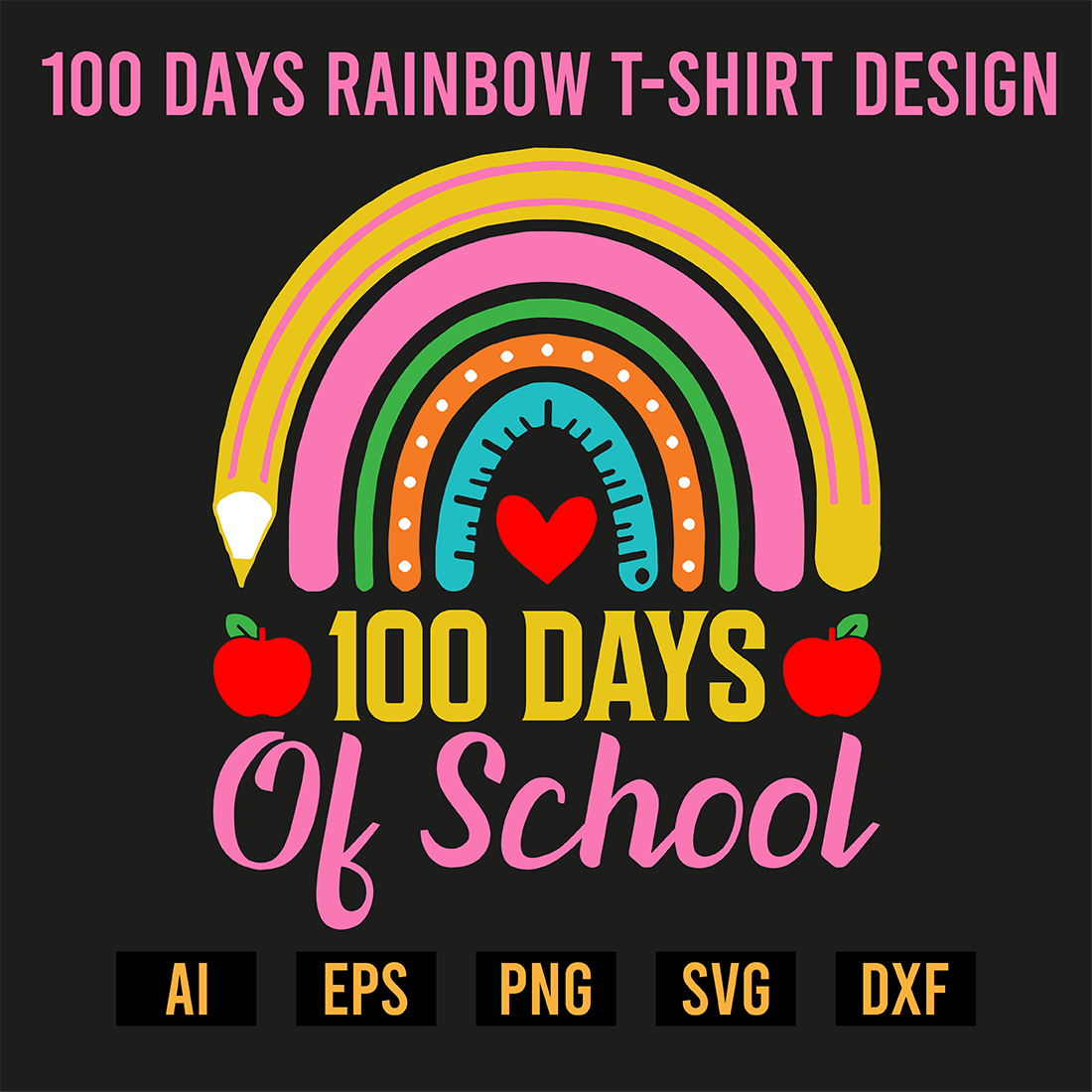 100 Days Rainbow T-Shirt Design preview image.