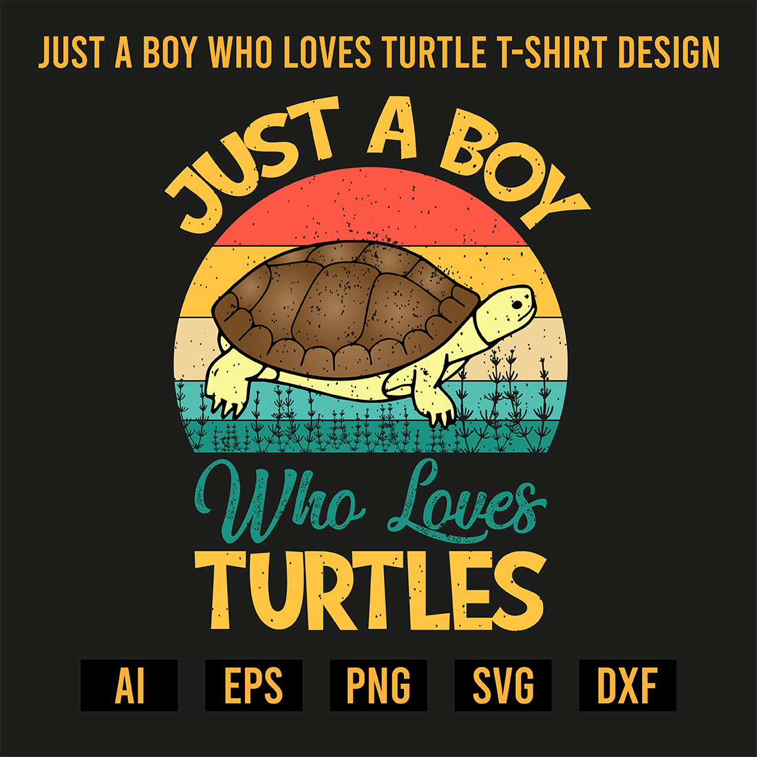Just A Boy Who Loves Turtles T-Shirt Design preview image.