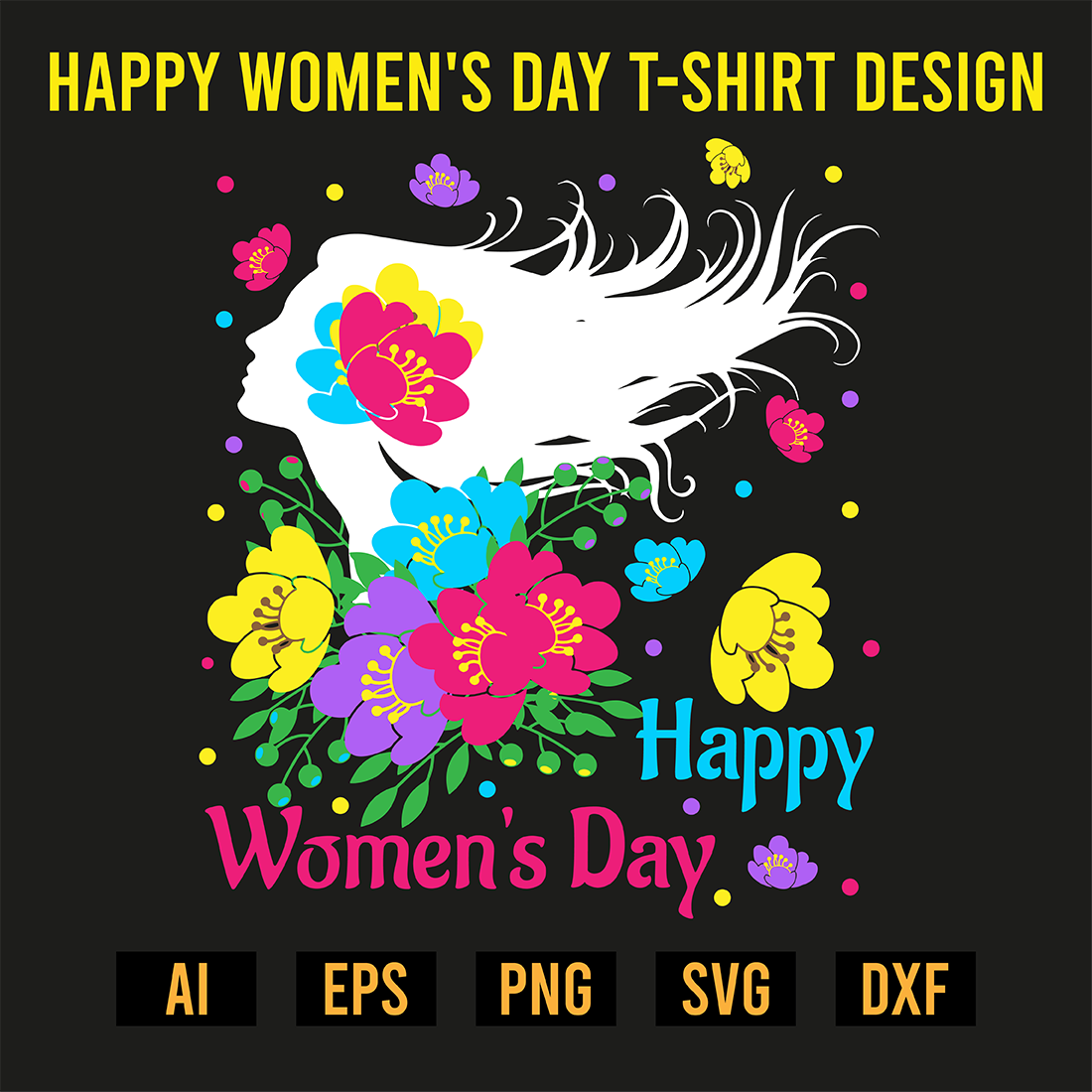 Happy Womens Day T-Shirt Design preview image.