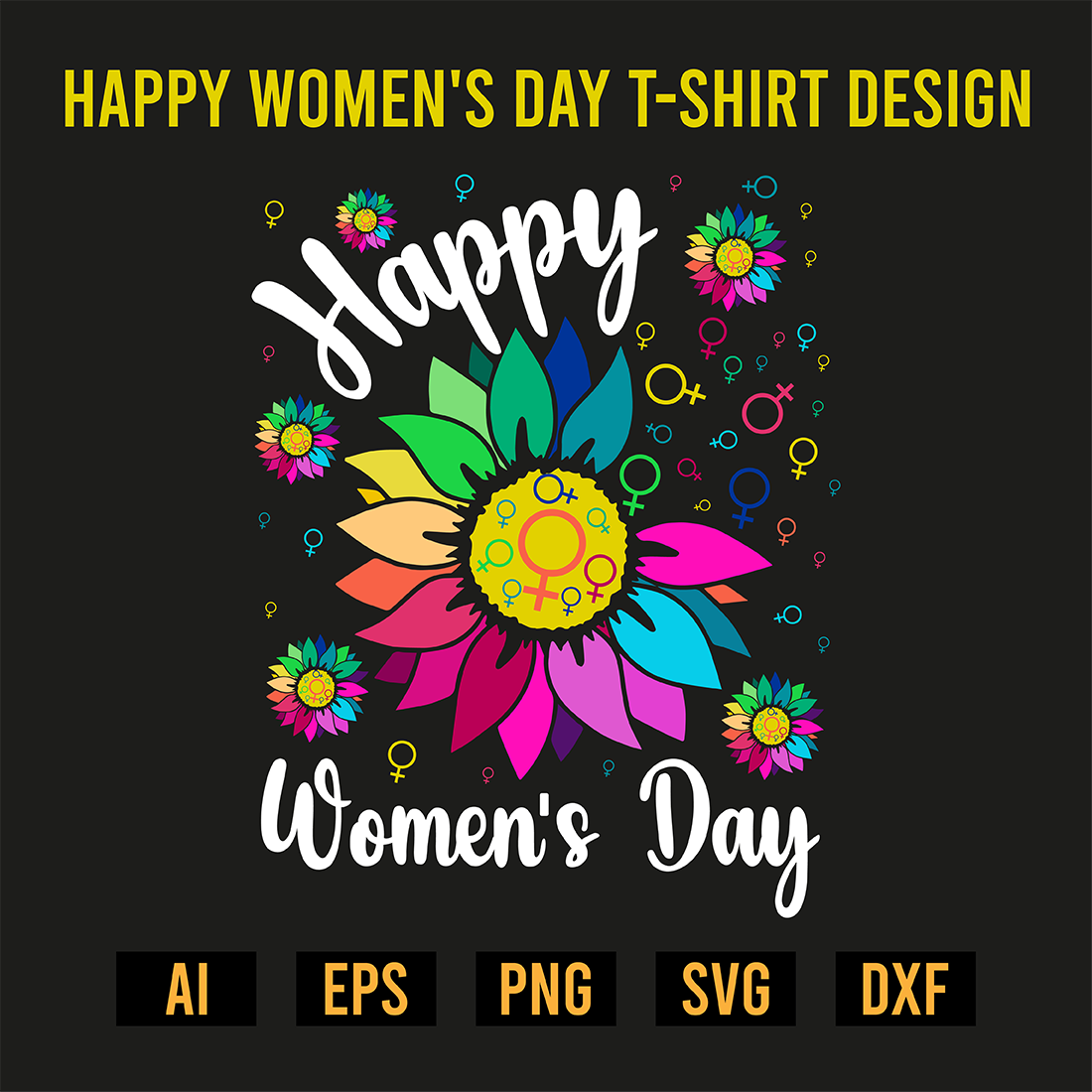 Women's Day Sunflower T-Shirt Design preview image.