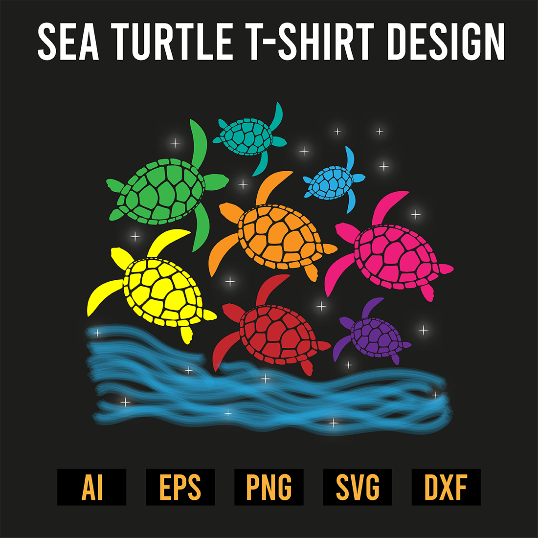 Sea Turtle T-Shirt Design preview image.