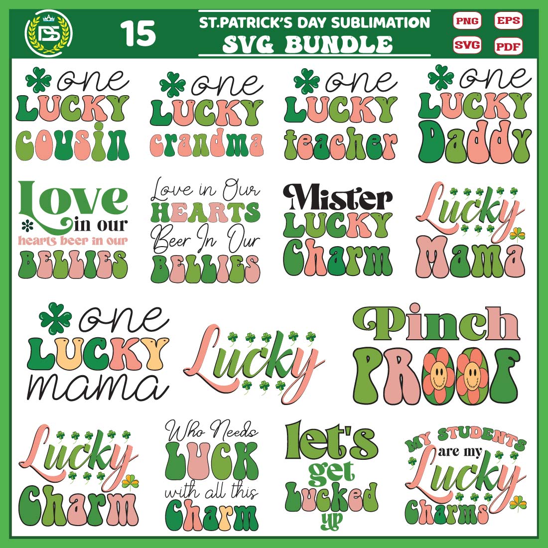 StPatrick’s day sublimation bundle cover image.