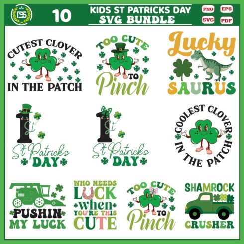 Kids St Patricks Day SVG Bundle cover image.