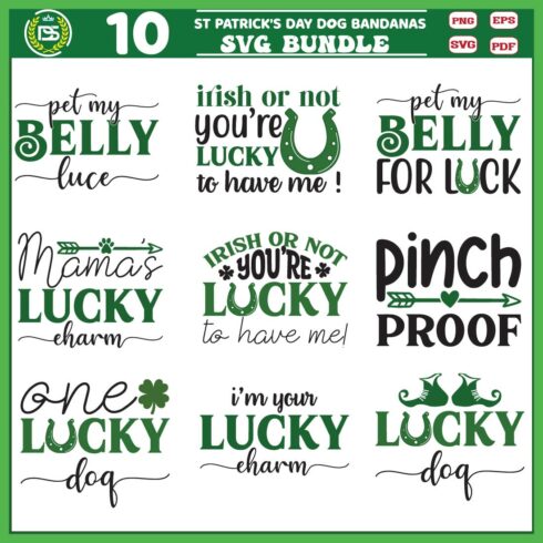 St Patrick\\\'s Day Dog Bandanas SVG Bundle cover image.