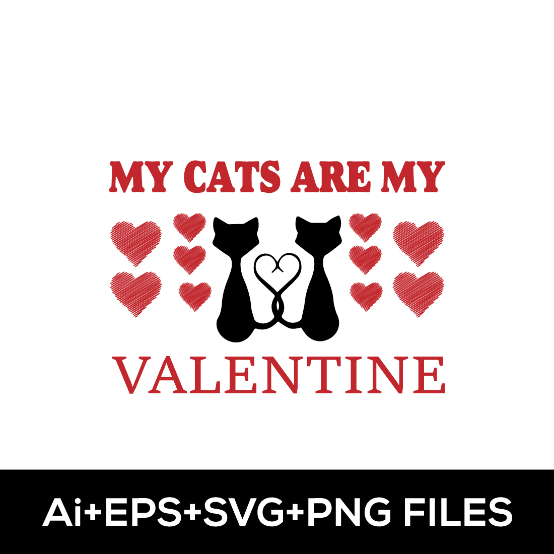 My Cats Are My Valentine T-Shirt Design cover image.