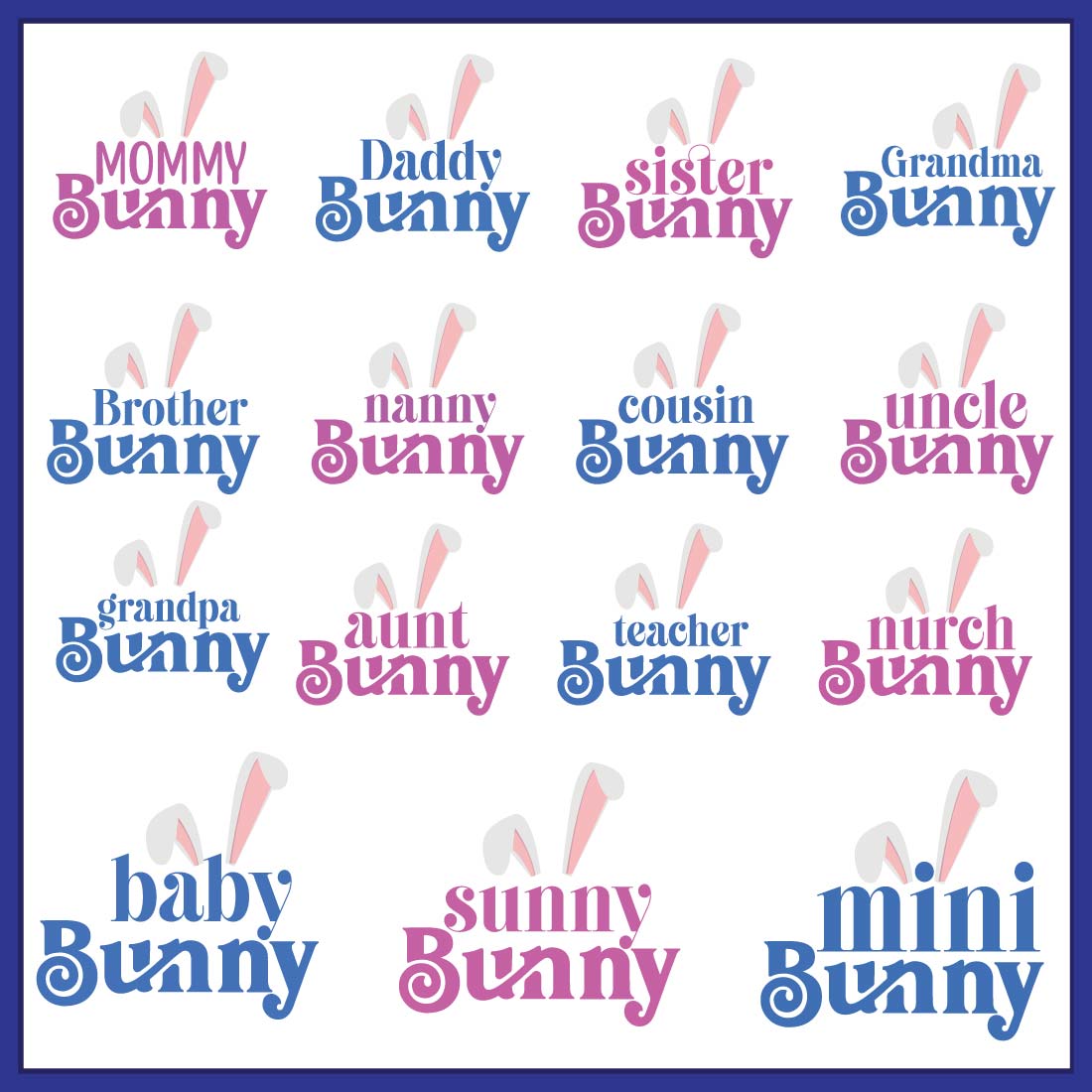 Easter Bunny SVG Bundle preview image.