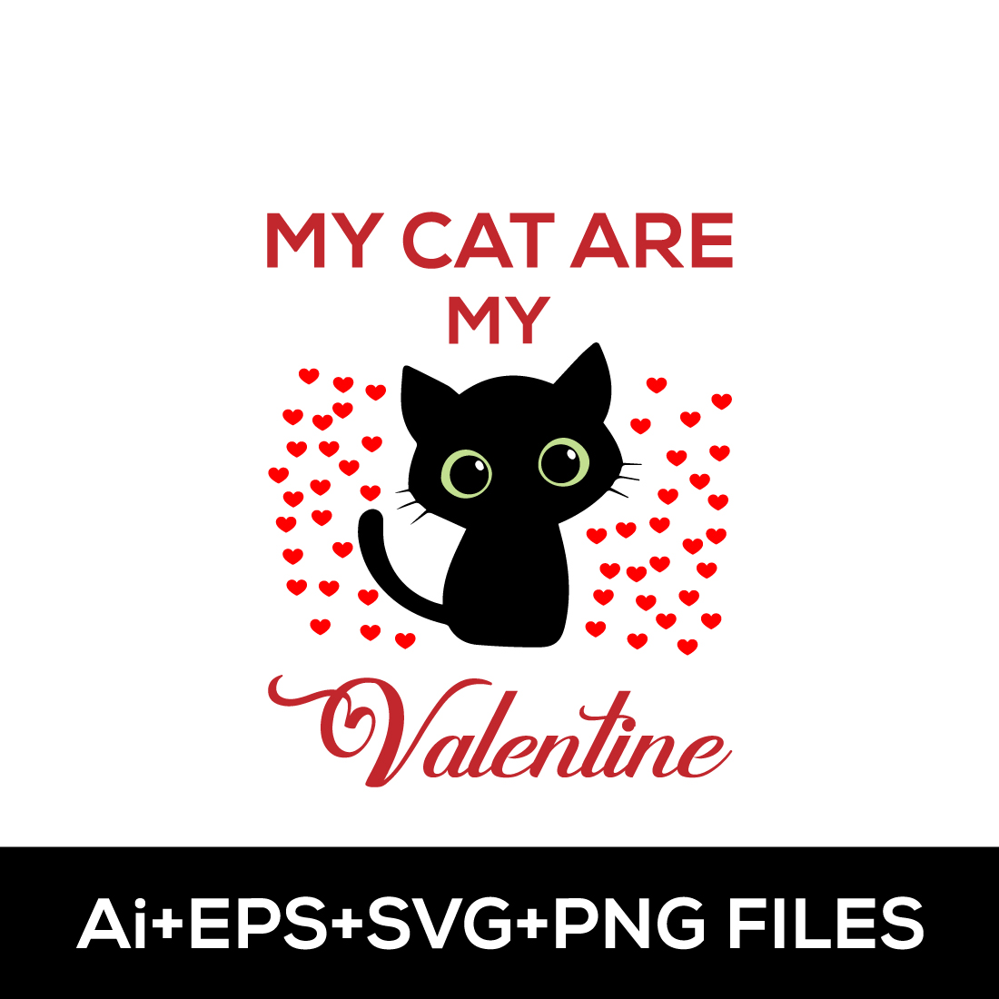 My Cat Are My Valentine T-Shirt Design cover image.