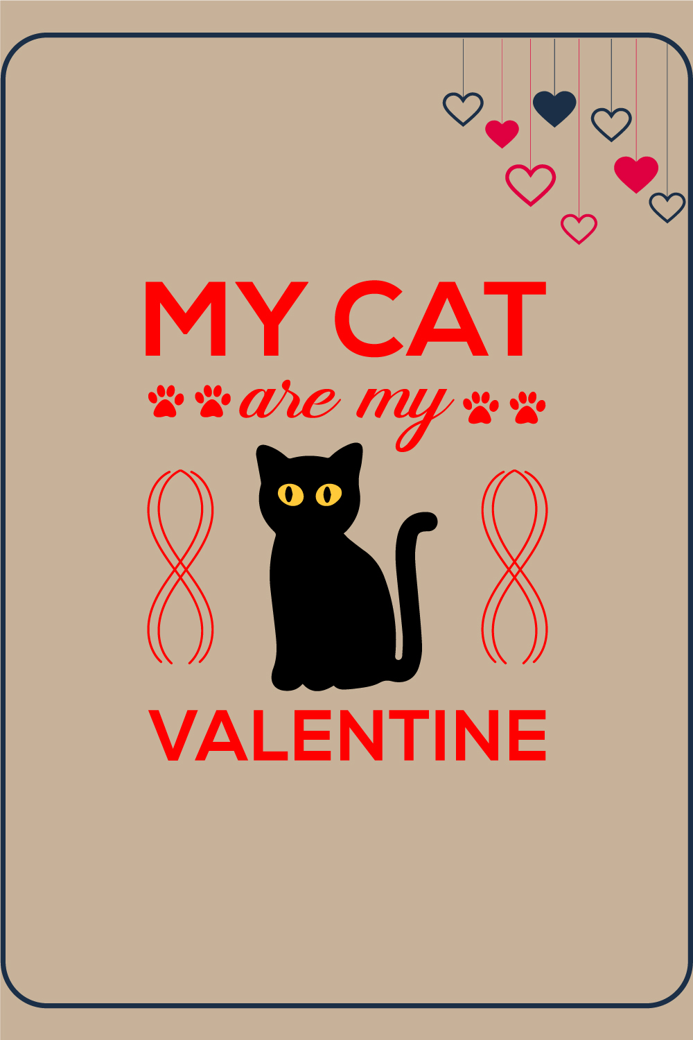 My Cat Are My Valentine T-Shirt Design pinterest preview image.