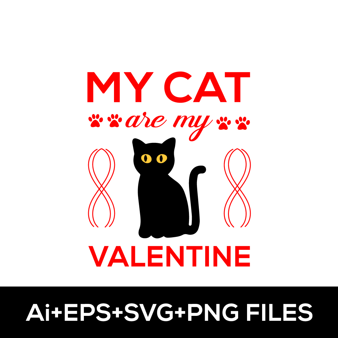 My Cat Are My Valentine T-Shirt Design cover image.