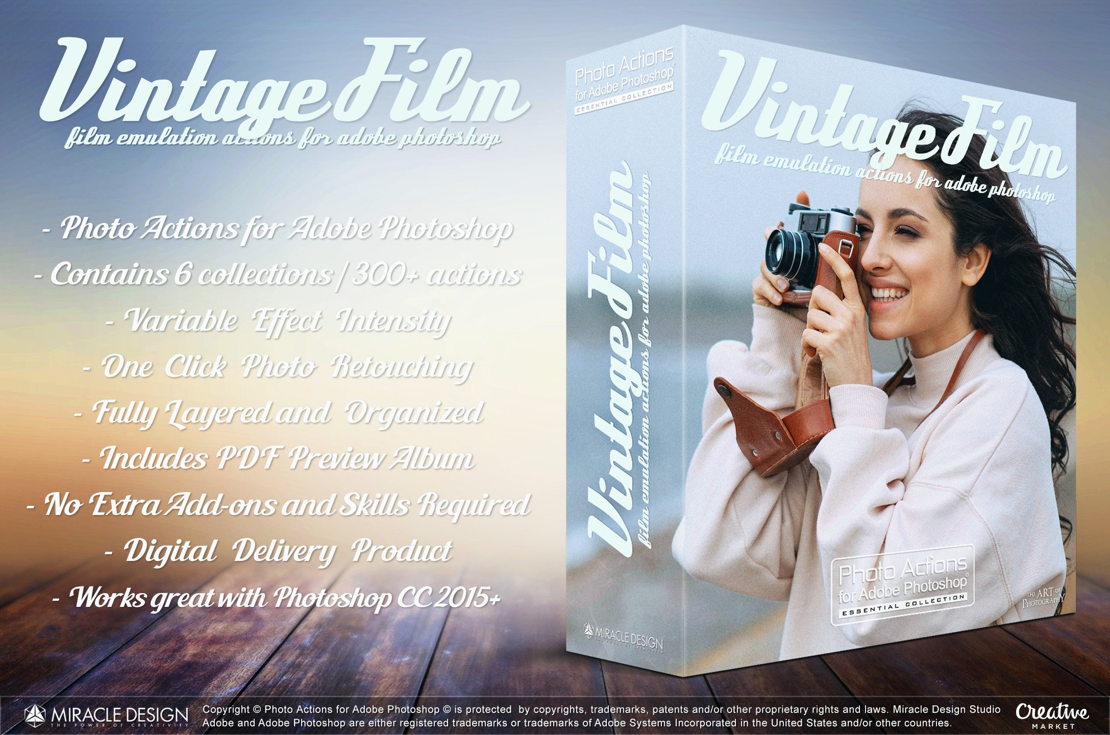 Actions for Photoshop / Vintage Filmcover image.