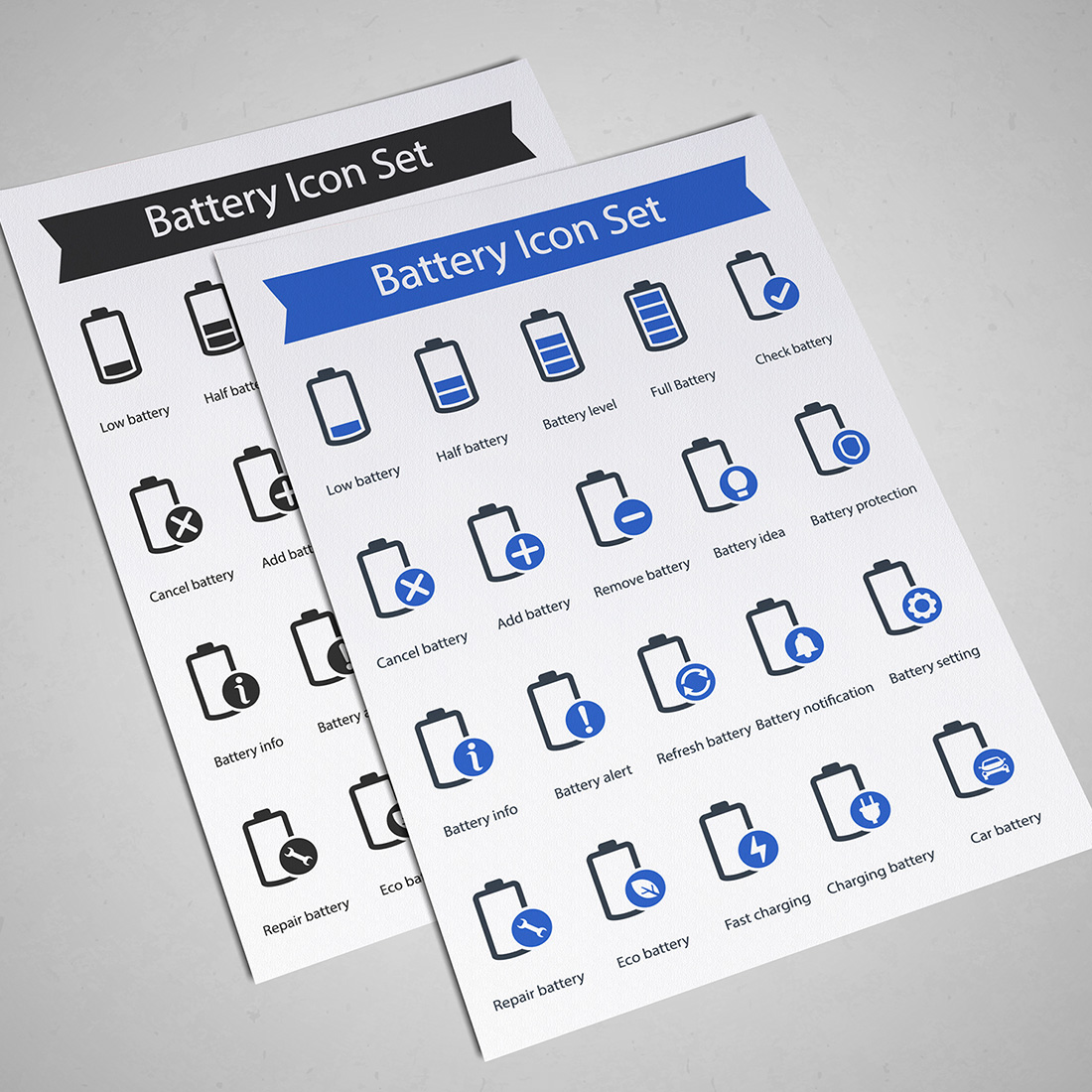 Battery Icon Set preview image.