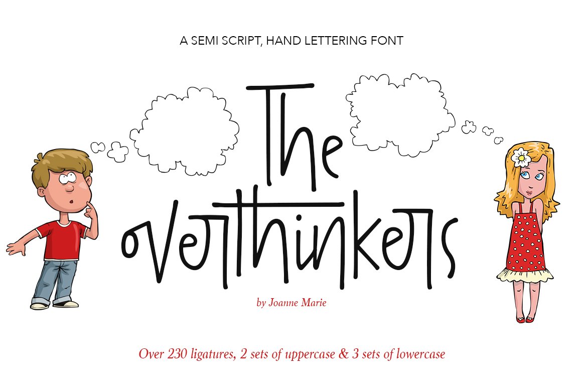The overthinkers hand lettering font cover image.