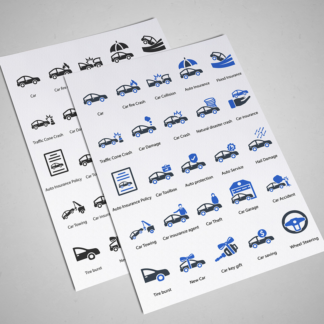 Auto Insurance Icon Set preview image.