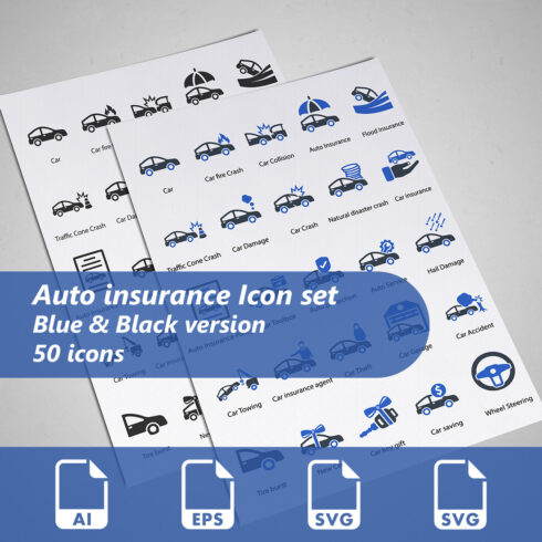 Auto Insurance Icon Set cover image.