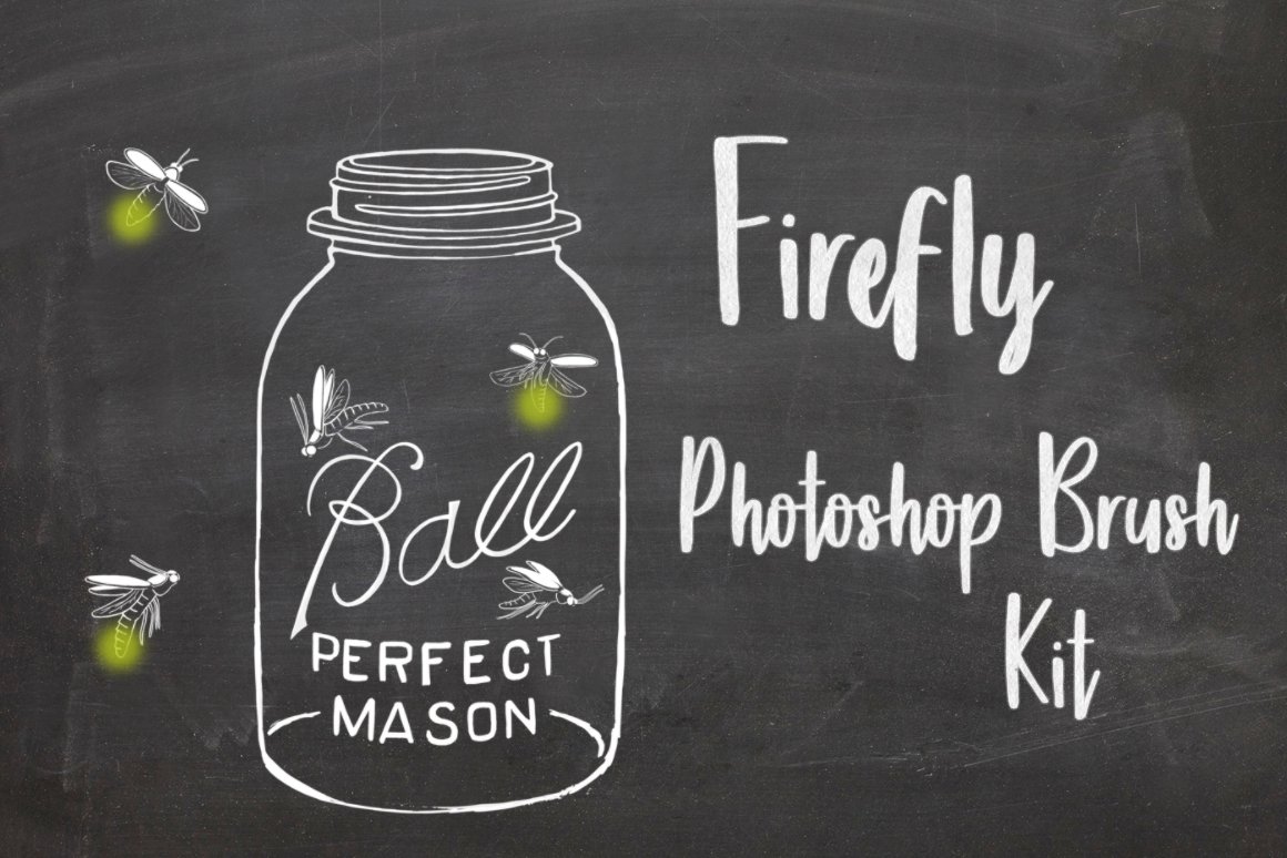 Firefly Mason Jar Photoshop Brushescover image.