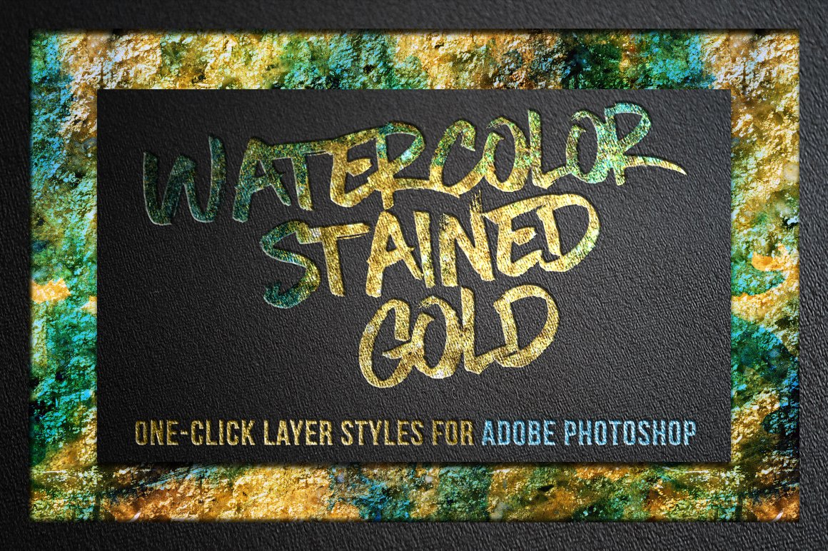 Watercolor and Gold Layer Styles PScover image.