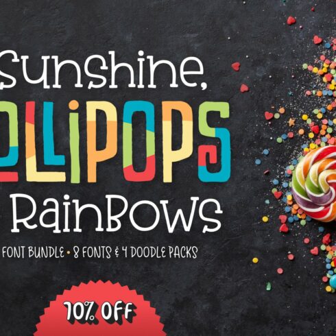 Sunshine & Lollipops Font Bundle cover image.