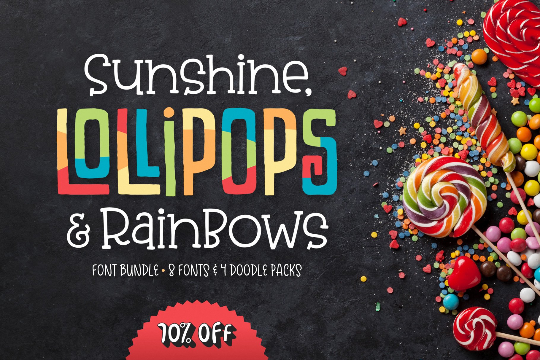 Sunshine & Lollipops Font Bundle cover image.