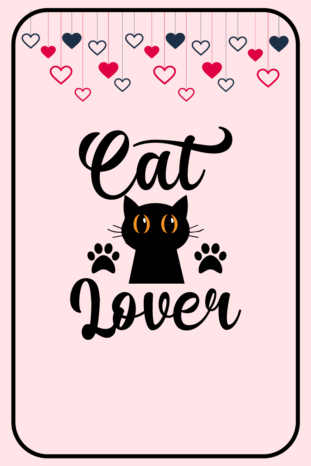 Cat Lover T-Shirt Design pinterest preview image.