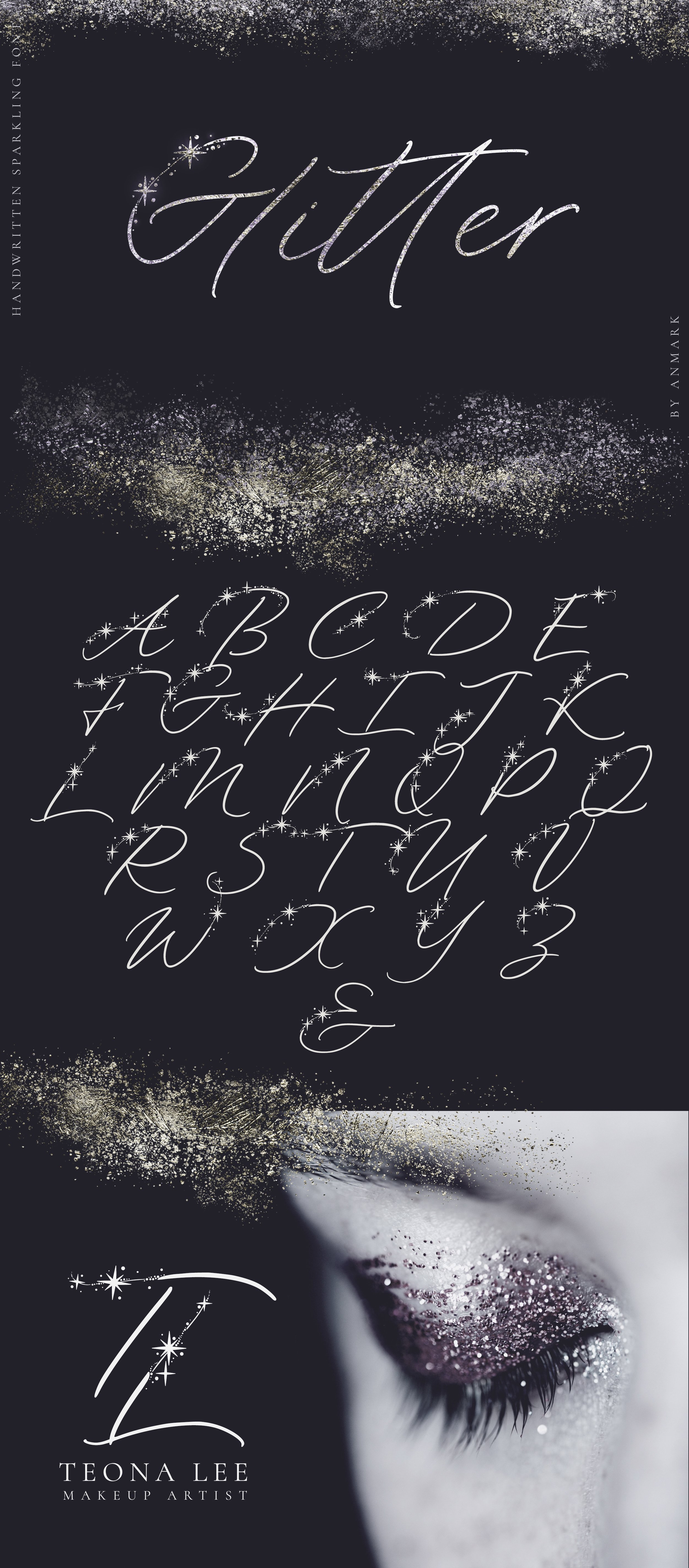 Glitter. Festive font with sparks cover image.