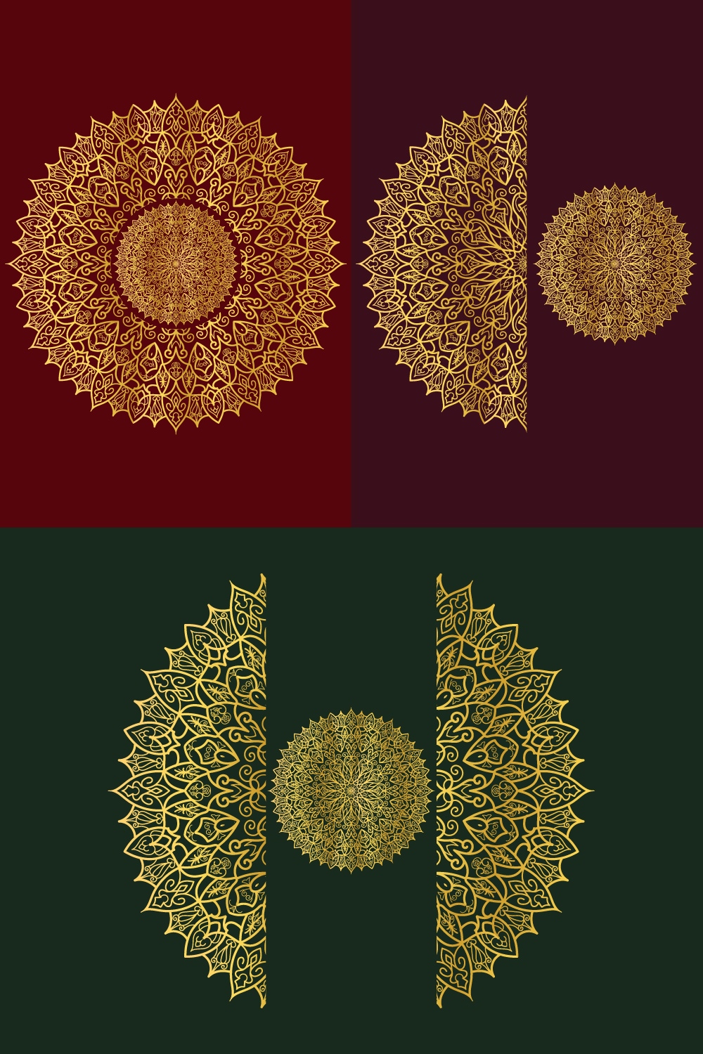 Golden Mandala Templates - 3 (Premium Looking) pinterest preview image.