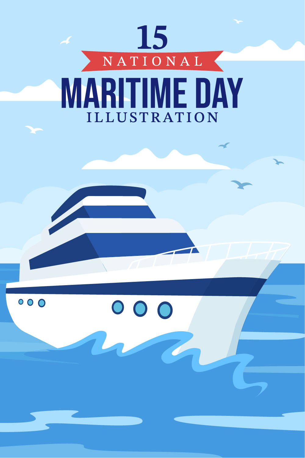 15 World Maritime Day Illustration pinterest preview image.