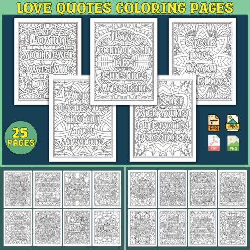 Love Quotes Coloring Pages cover image.