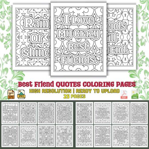 Best Friend Quotes Coloring Pages cover image.