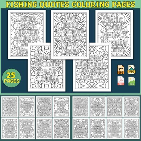 Fishing Quotes Coloring Pages cover image.