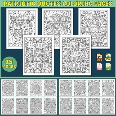 Patriotic Quotes Coloring pages cover image.