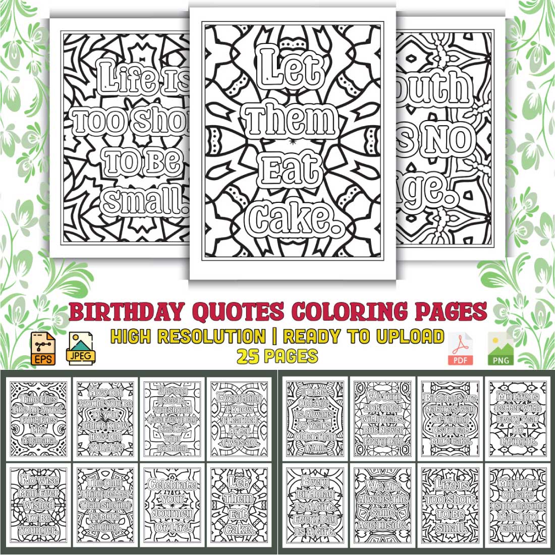 Birthday Quotes Coloring Pages cover image.