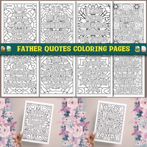 Father Quotes Coloring Pages cover image.