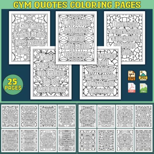 Gym Quotes Coloring Pages for Adults KDP cover image.