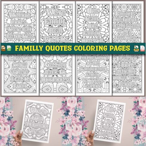 Familly Quotes Coloring pages cover image.