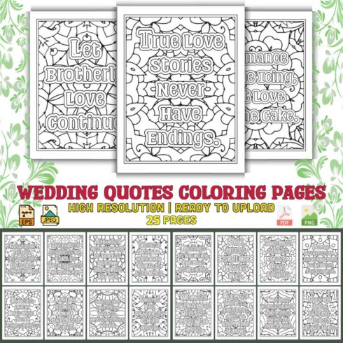 Wedding Quotes Coloring Pages for Adults KDP cover image.