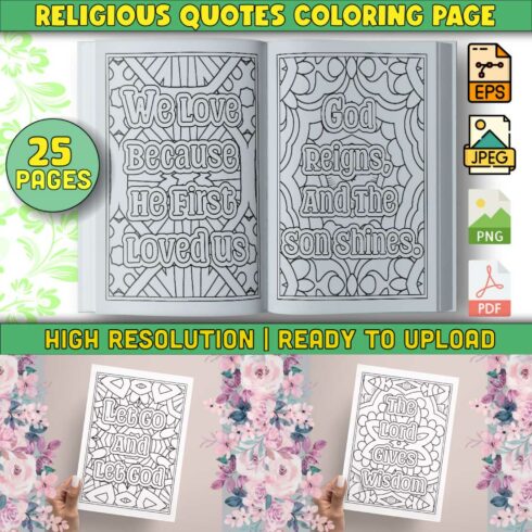 Religious Quotes Coloring Pages cover image.