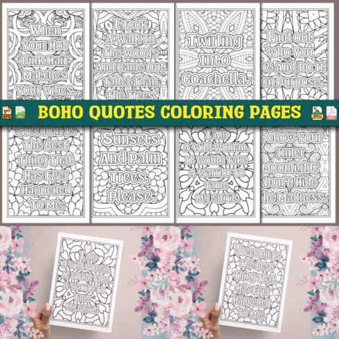 Boho Quotes Coloring Pages cover image.