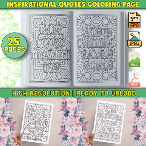 Inspirational Quotes Coloring Pages cover image.