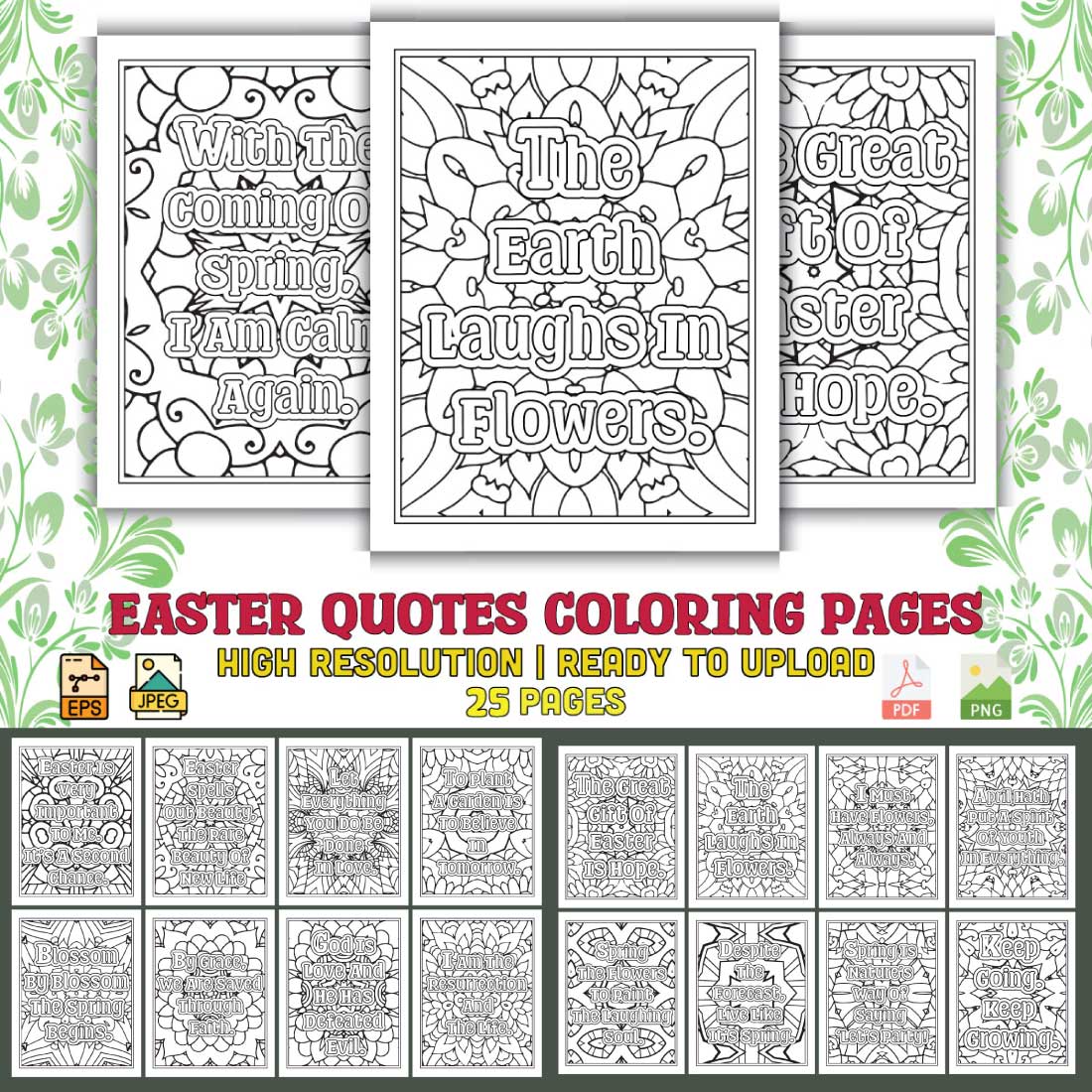 Easter Quotes Coloring Pages cover image.