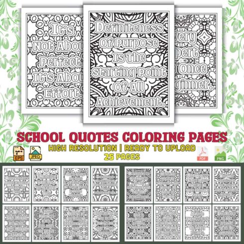 School Quotes Coloring Pages cover image.