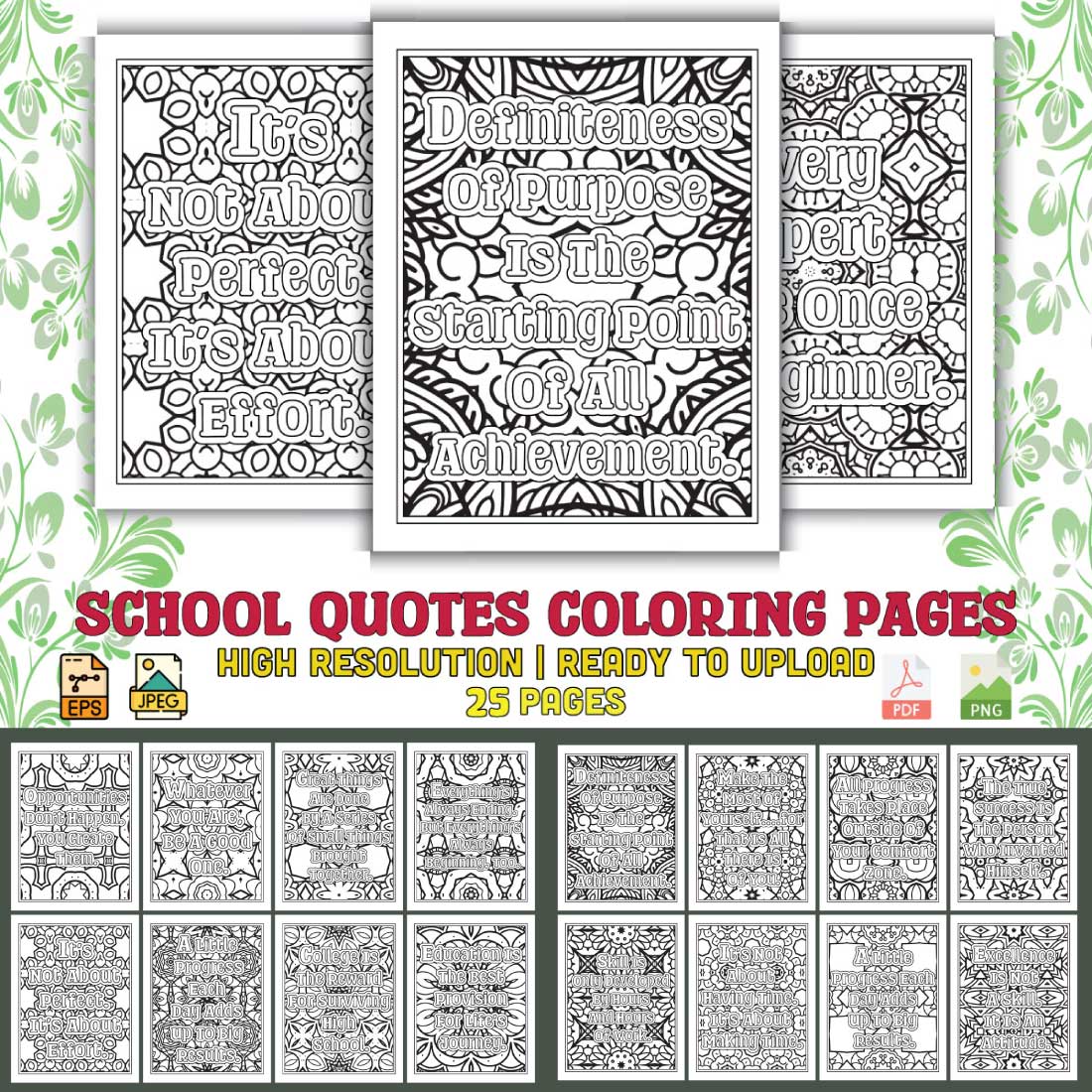 School Quotes Coloring Pages cover image.