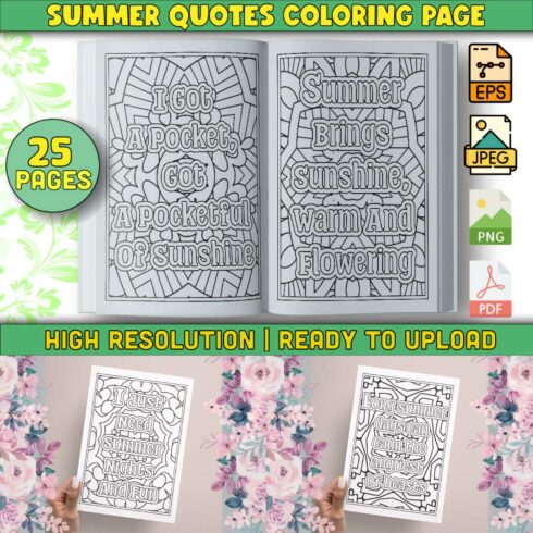 Summer Quotes Coloring Pages cover image.