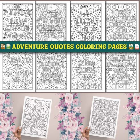 Adventure Quotes Coloring Pages for Adults KDP cover image.