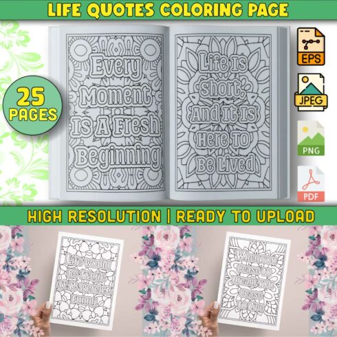 Life Quotes Coloring Pages cover image.