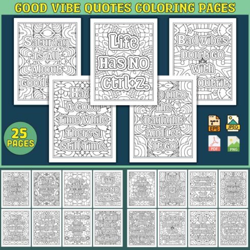 Good Vibe Quotes Coloring Pages cover image.